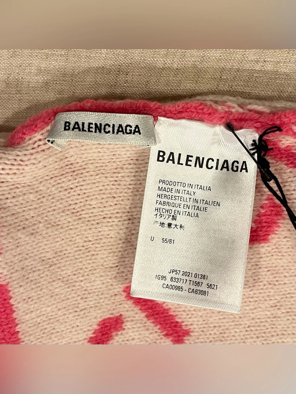 Balenciaga by Demna Wool All Over Knit Logo Beanie Hat